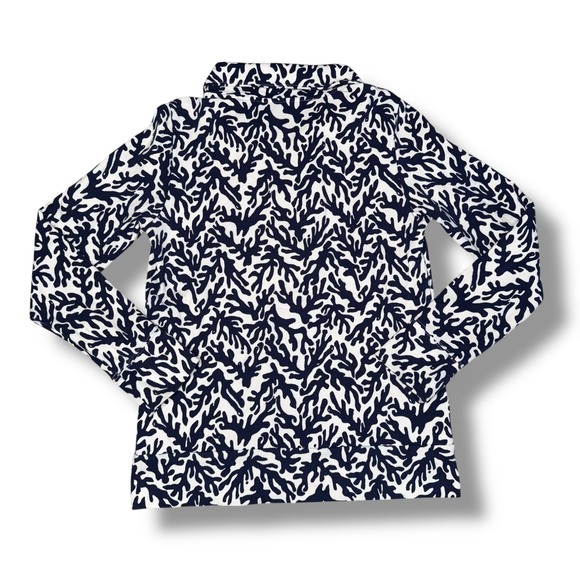 Lilly Pulitzer Finn Zip Up Jacket Womens Medium Navy Blue White Coral Good - Picture 4 of 6